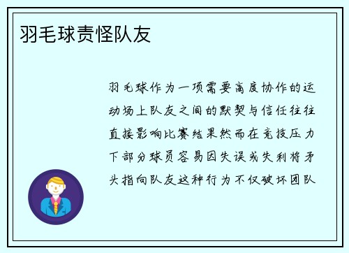 羽毛球责怪队友